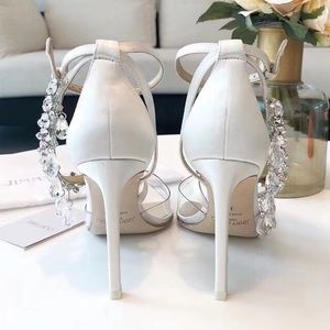 💍 👰Stunning JC White w/crystal Bridal Sandals 💍
